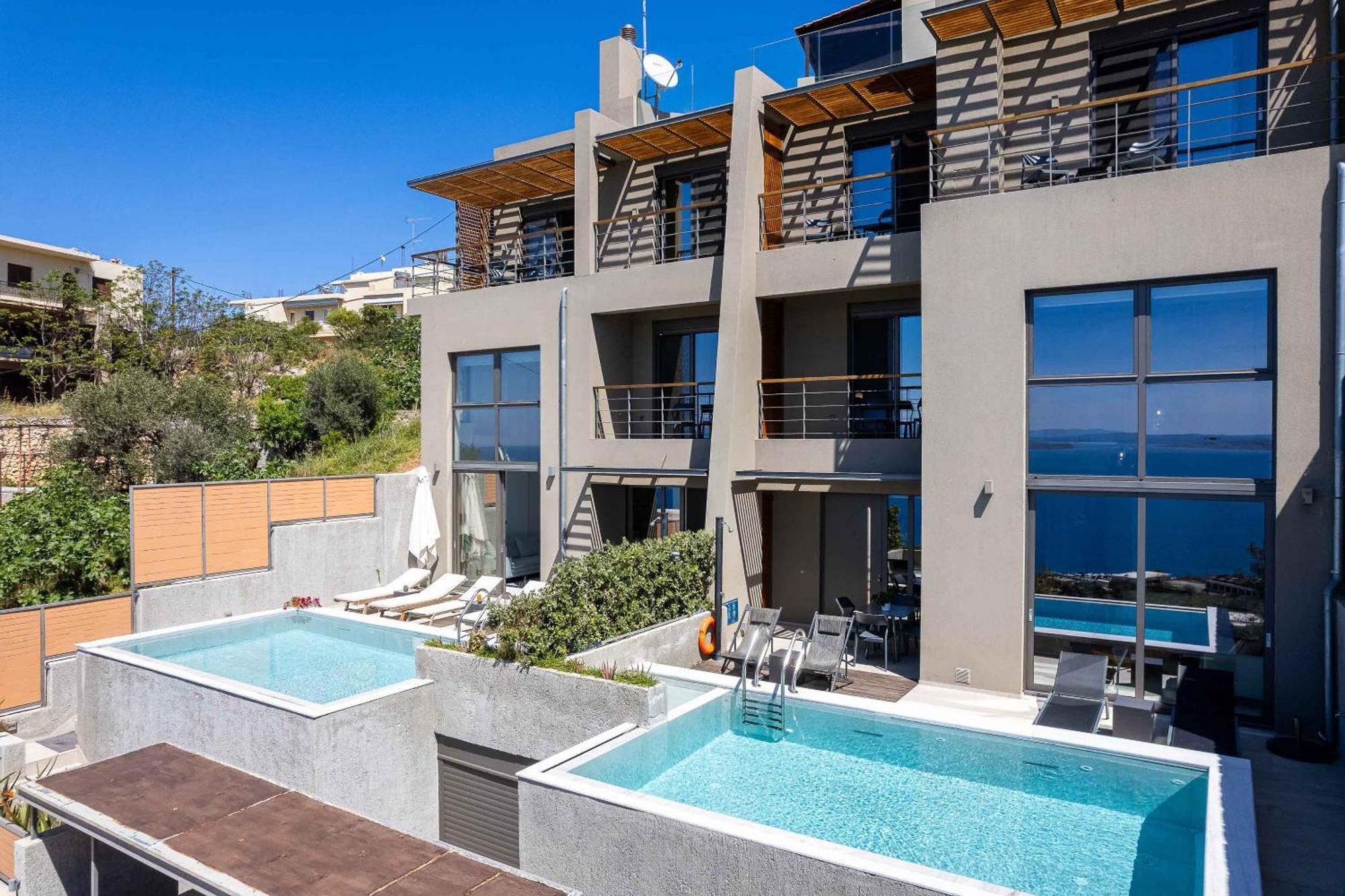 Omnia Luxury Villas - "Heated" Pools & Breathtaking Seaviews! 하니아 외부 사진